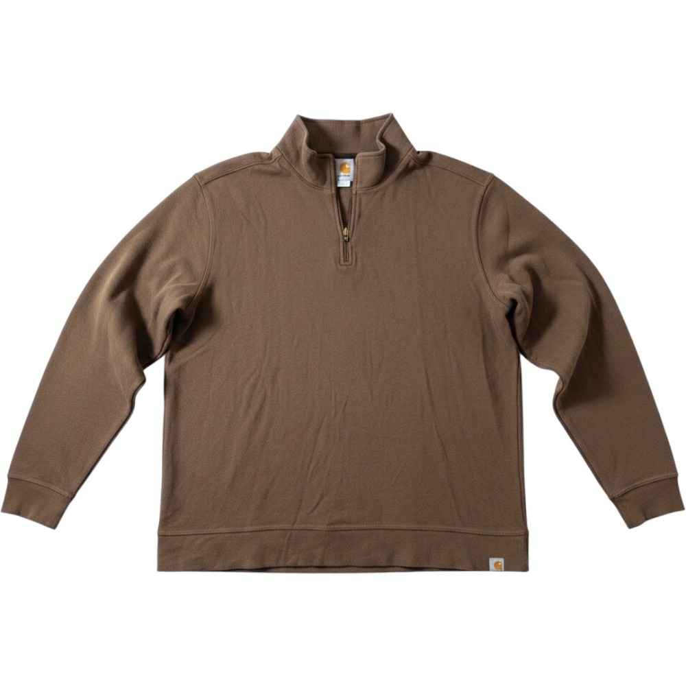 Carhartt 1/4 Zip Pullover Mens XL Relaxed Fit Elbow Patches Brown